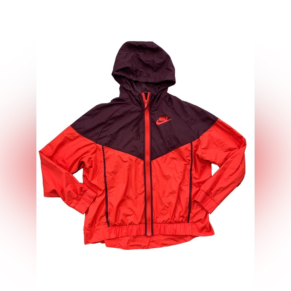 Nike Women’s Size Extra Large XL Windrunner Windbreaker Hooded Red Rain Jacket
